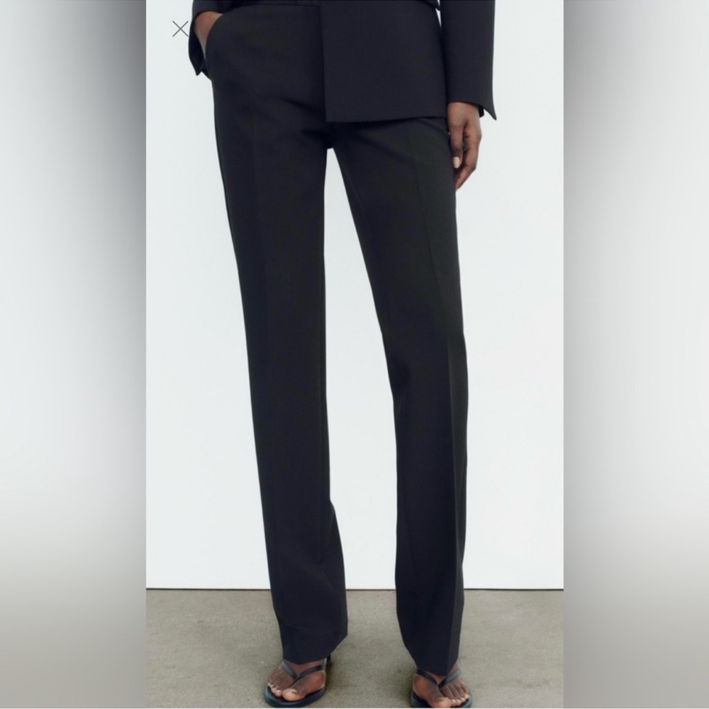 CONTRASTING SATIN EFFECT WAIST DETAIL PANTSBLACK 0/2290/507/800 - Picture 4 of 5